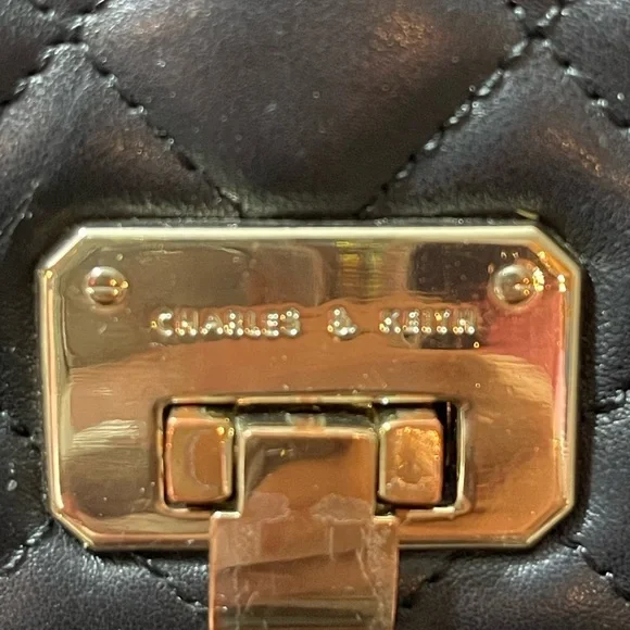 Charles & Keith Black Quilted Crossbody Bag with Chain Strap high-end luxury​​ - Picture 2 of 10